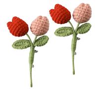 Broche de girasol de moda con acabado de hilo de lana de ganchillo, flor de ganchillo, broche de solapa de ramo de tulipanes artificiales para mujer, 8x4cm, Metal Hilo de lana metal, Sin piedra