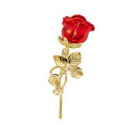 Broche de goteo de aceite Aleación Rosa roja con acabado Pin de flor para traje abrigo collar vestido sombrero decoración ideal para fiestas formales, Aleación, Piedra secundaria