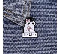 Broche de graduación, lindo fantasma blanco "I Did It" Pin con flores rosas | Un fantasma blanco sonriente en una gorra de graduación sostiene flores rosas sobre un mensaje "I Did It" para un alegre