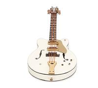 Broche de Guitarra, Caja de Terciopelo de Madera de Estilo Elegante, Hueca Blanca, Decorativa con Cierre de Seguridad, Modelo de Mini Instrumento