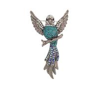 Broche de halcones con diamantes de imitación brillantes, estilo retro de dibujos animados, pin decorativo para chaquetas, abrigos, ropa, aleación, joyería, regalo, retro, halcones, talla única, como