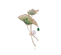 Broche de hoja de loto, elegante diseño de flores, joyería única para todas las ocasiones, Talla única, No es una piedra preciosa
