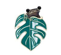 Broche de hoja de Monstera verde para mujer, estilo bohemio, lindo broche de solapa para mujer, sombrero, bolsa, vestido, accesorios de joyería, Regular, Zinc