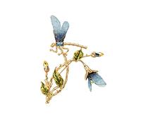 Broche de hoja romántica con flor de libélula gradiente bordado, broche para vestido, pin para abrigo, accesorios hechos en China