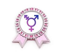 Broche de identidad de género, diseño de arco iris, insignia de igualdad, color rosa, Medium, Metal