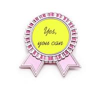 Broche de insignia con cita inspiradora Yes You Can, Medium, Metal