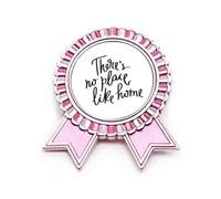 Broche de insignia con cita "There's no pllike Home", Medium, Metal