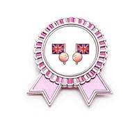 Broche de insignia con la bandera de Gran Bretaña, color rosa, Medium, Metal