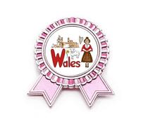 Broche de insignia con símbolo nacional de Gales, diseño de monumento, color rosa, Medium, Metal