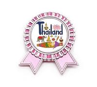 Broche de insignia con símbolo nacional de Tailandia, diseño de monumento, color rosa, Medium, Metal