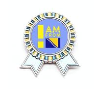 Broche de insignia con texto en inglés "I Am From Bosnia And Herzegovina", Medium, Metal