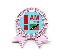 Broche de insignia con texto en inglés "I Am From Kitts Nevis", color rosa, Medium, Metal
