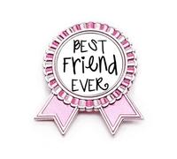 Broche de insignia de amistad con citas de Best Friend Ever Words, color rosa, Medium, Metal