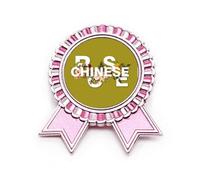 Broche de insignia de China con diseño de flores y rosas, color rosa, Medium, Metal