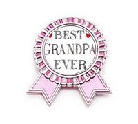 Broche de insignia de corazón con cita Best Grandpa Ever; medalla de premio ganador rosa, Medium, Metal