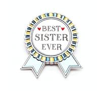 Broche de insignia de corazón con cita "Best sister ever", Medium, Metal