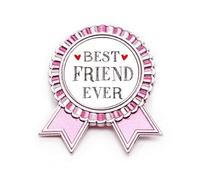 Broche de insignia de corazón con cita de Best friend ever, medalla rosa, Medium, Metal