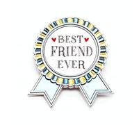 Broche de insignia de corazón con cita de Best Friend Ever, Medium, Metal