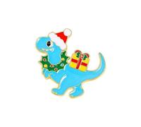 Broche de insignia de dibujos animados de la serie navideña con diseños de dinosaurios voladores y lindas insignias (A, 3 x 3 cm)