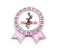 Broche de insignia de dragón occidental con mito animal, color rosa, Medium, Metal