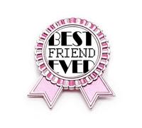 Broche de insignia de moda Art Deco con cita "Best Friend Ever", color rosa, Medium, Metal