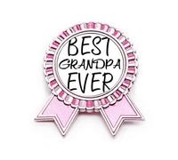 Broche de insignia de moda Art Deco con cita "Best Grandpa Ever", color rosa, Medium, Metal
