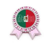 Broche de insignia de moda Art Deco con nombre de la bandera de México, color rosa, Medium, Metal