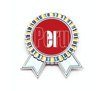 Broche de insignia de moda Art Deco con nombre de la bandera del país de Perú, Medium, Metal