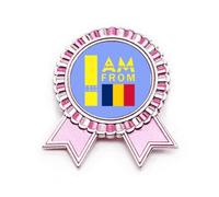 Broche de insignia de moda Art Deco con texto "I Am From Chad", color rosa, Medium, Metal