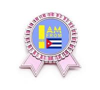 Broche de insignia de moda Art Deco con texto "I Am From Cuba", color rosa, Medium, Metal