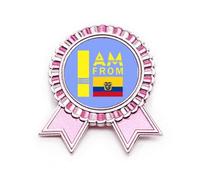Broche de insignia de moda Art Deco con texto "I Am From Ecuador", color rosa, Medium, Metal