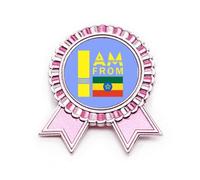 Broche de insignia de moda Art Deco con texto "I Am From Ethiopia", color rosa, Medium, Metal