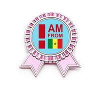 Broche de insignia de moda Art Deco con texto "I Am From Nigeria", color rosa, Medium, Metal