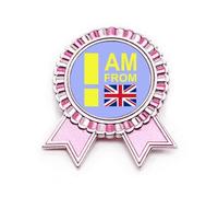 Broche de insignia de moda Art Deco con texto "I Am From United Kingdom", color rosa, Medium, Metal