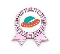 Broche de insignia de monstruo alienígena del universo ovni, color rosa, Medium, Metal