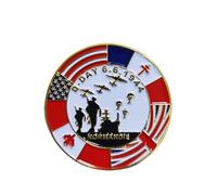 Broche de insignia de Normandie de 1944 D DAY para veteranos, Metal
