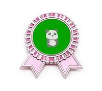 Broche de insignia de panda con diseño de animal gordo Art Déco, color rosa, Medium, Metal