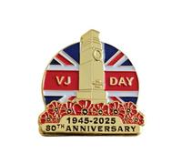 Broche de insignia del Día de VJ 2025, 80 aniversario, Lest We Forget 80 Years Victory Over Japon, broche de insignia, decoración de veteranos, recuerdos, standard, Metal
