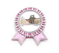 Broche de insignia del Museo del Louvre en París, Francia, color rosa, Medium, Metal