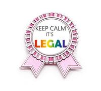 Broche de insignia LGBT con la bandera del arco iris Keep Calm, color rosa, Medium, Metal