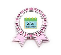 Broche de insignia mundial del Día Internacional de la paz y no violencia, color rosa, Medium, Metal