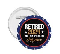 Broche de insignias redondas, retirado en 2024. Mi problema ya no existe. Botones, insignias, alfileres para mujeres y hombres. Botones, broches, alfileres para hombres. 1 unidad.