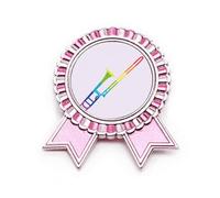Broche de instrumento clásico de música con diseño de arco iris, color rosa, Medium, Metal
