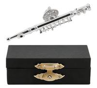 Broche de instrumento musical, broche de flauta chapado, de instrumento musical con caja de regalo, accesorios de ropa encantadores(Plata)