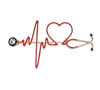 Broche de joya estetoscopio doctor estilo electrocardiograma., Acero inoxidable