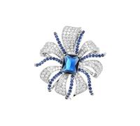Broche de joyería para mujer, elegante, diseño de flores, color azul, regalo eterno