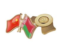 Broche De La Bandera De La Amistad Entre China Y Bielorrusia Insignia De Solapa De Cristal Con Estampado De Bandera Patriótica Novedosa Broche De Bandera Regalo Para Hombres Y Mujeres