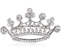 Broche de la corona, broche de la corona real de la reina para las mujeres hombres moda oro plata strass cristal broches pin fiesta de boda banquete cumpleaños (G)
