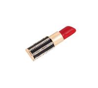 Broche de lápiz labial con diamantes de imitación, pin de solapa con forma de lápiz labial para mujer, pin para abrigo o bufanda