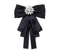 Broche de lazo de cristal de diamantes de imitación, Upstore, negro, broche, collar, joyería, corbata, camisa, vestido para mujeres y niñas, boda, fiesta, pajarita